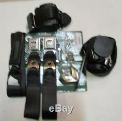 1964-75 GM Buckle Black Seat Belt Retractable Lap Shoulder Harness Set, Bench