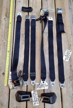 1965-70 GM Cadillac Deville Convertible FRONT Seat Belt SET -6 Pieces BLACK VGC