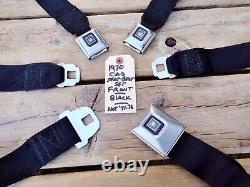 1965-70 GM Cadillac Deville Convertible FRONT Seat Belt SET -6 Pieces BLACK VGC