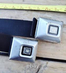 1967-72 PAIR (2) BLACK Cadillac GM Seat Belt Straps withFemale LARGE Buckles VGC