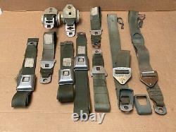 1969 Lincoln Deluxe Seat Belt Parts Lot with Retractors Ford FoMoCo Script GREEN