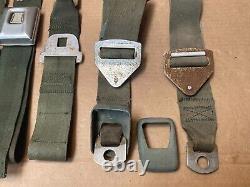 1969 Lincoln Deluxe Seat Belt Parts Lot with Retractors Ford FoMoCo Script GREEN