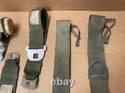 1969 Lincoln Deluxe Seat Belt Parts Lot with Retractors Ford FoMoCo Script GREEN