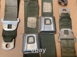 1969 Lincoln Deluxe Seat Belt Parts Lot with Retractors Ford FoMoCo Script GREEN