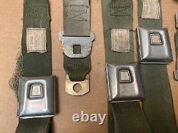 1969 Lincoln Deluxe Seat Belt Parts Lot with Retractors Ford FoMoCo Script GREEN