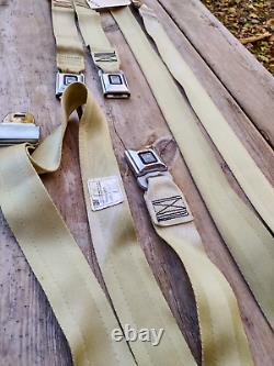 1970's GM Cadillac Eldorado Convertible FRONT Seat Belt SET -6 Pieces GOLD VGC