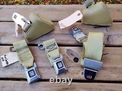 1970's GM Cadillac Eldorado Convertible FRONT Seat Belt SET -6 Pieces GOLD VGC