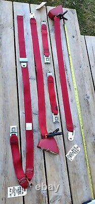 1970's GM Cadillac Eldorado Convertible FRONT Seat Belt SET 6 Pieces RED EC