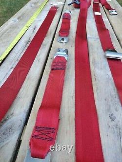 1970's GM Cadillac Eldorado Convertible FRONT Seat Belt SET 6 Pieces RED EC