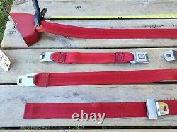 1970's GM Cadillac Eldorado Convertible FRONT Seat Belt SET 6 Pieces RED EC