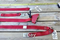 1970's GM Cadillac Eldorado Convertible FRONT Seat Belt SET 6 Pieces RED EC