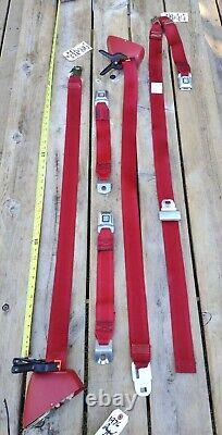 1970's GM Cadillac Eldorado Convertible FRONT Seat Belt SET 6 Pieces RED EC