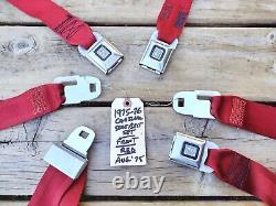 1970's GM Cadillac Eldorado Convertible FRONT Seat Belt SET 6 Pieces RED EC