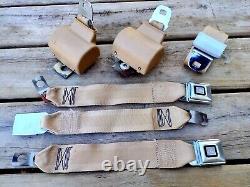 1970's GM Cadillac Eldorado Convertible REAR SET Seat Belts TAN / BUCKSKIN EC