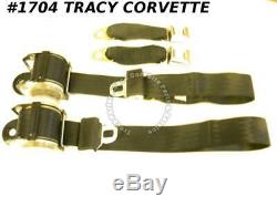 1978-1982 Corvette New Black Seat Belts-Pair withShoulder Harness 78 1979 80 81 82