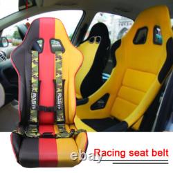 1Pair 2in 4-Point Car Harness Sport Quick Release Safety Seat Belt+Shoulder Pad