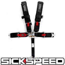 1 Black 5 Point Racing Harness Adjustable Shoulder Safety Seat Lap Belt Buckle
