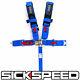 1 Blue 5 Point Racing Harness Shoulder Pad Safety Seat Belt Buckle