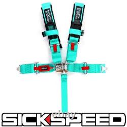 1 Mint Green 5 Point Racing Harness Shoulder Pad Safety Seat Belt Buckle