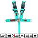 1 Mint Green 5 Point Racing Harness Shoulder Pad Safety Seat Belt Buckle