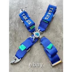 1 PAIR TAKATA 4 Point Snap-On 3 Seat Belt with Camlock Universal Hardness BLUE