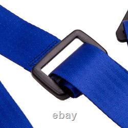 1 Pair 4 Point 2 Harness Racing Seat Belts Universal Blue Buckle Strap Seatbelt