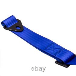 1 Pair 4 Point 2 Harness Racing Seat Belts Universal Blue Buckle Strap Seatbelt