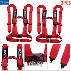 1 Pair RED 4 Point 3 Racing Style Harness Belt 4PT Camlock Quick Release