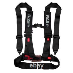 2PCS 3 4 Point Racing Style Harness Belt 4PT Camlock Quick Release Black