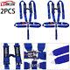 2PCS 3 Universal Blue 5 Point Camlock Quick Release Racing Car Belt Harness