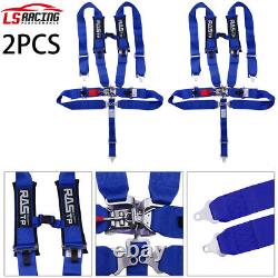 2PCS 3 Universal Blue 5 Point Camlock Quick Release Racing Car Belt Harness