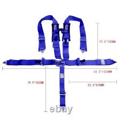 2PCS 3 Universal Blue 5 Point Camlock Quick Release Racing Car Belt Harness