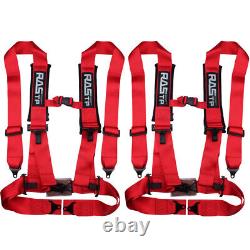 2PCS Red 3inch 4 Point Quick Release Safety Seat Belt Harness+Shoulder Pads