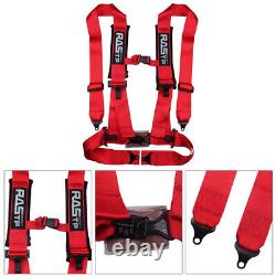 2PCS Red 3inch 4 Point Quick Release Safety Seat Belt Harness+Shoulder Pads