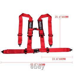 2PCS Red 3inch 4 Point Quick Release Safety Seat Belt Harness+Shoulder Pads