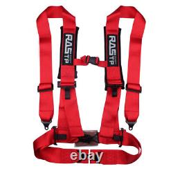 2PCS Red 3inch 4 Point Quick Release Safety Seat Belt Harness+Shoulder Pads