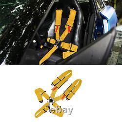 2Pcs Yellow 5 Point Harness Safety Seat Belt Shoulder Pad Cam Lock ATV UTV