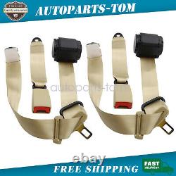 2Set Car Vehicle 3 Point Harness Safety Belt Seat Belt Beige Universal