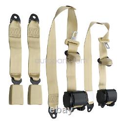 2Set Car Vehicle 3 Point Harness Safety Belt Seat Belt Beige Universal