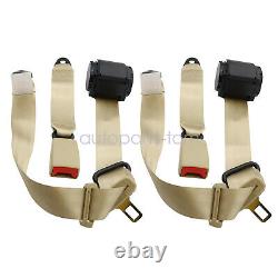 2Set Car Vehicle 3 Point Harness Safety Belt Seat Belt Beige Universal