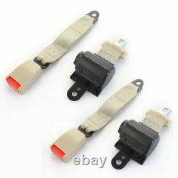 2Sets 2 Point Fixed Harness Safety Seat Belt Clip Beige Retractable Auto