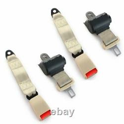 2Sets 2 Point Fixed Harness Safety Seat Belt Clip Beige Retractable Auto