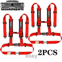 2X 2 Red Universal 4 Point Safety Harness Racing Seat Belts For ATV UTV Go-Kart