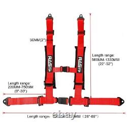 2X 2 Red Universal 4 Point Safety Harness Racing Seat Belts For ATV UTV Go-Kart