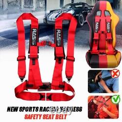 2X 4 Point 3 Racing Style Harness Belt 4PT Camlock Quick Release RED