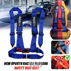 2X 4 Point 3 Wide Racing Harness Quick Release Safety Seat Belt Blue ATV UTV