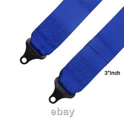 2X 4 Point 3 Wide Racing Harness Quick Release Safety Seat Belt Blue ATV UTV