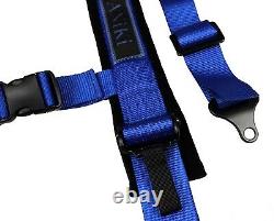 2X ANIKI BLUE 4 POINT AIRCRAFT BUCKLE SEAT BELT HARNESS with ULTRA SHOULDER PAD