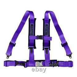 2X ANIKI PURPLE 4 POINT AIRCRAFT BUCKLE SEAT BELT HARNESS with ULTRA SHOULDER PAD