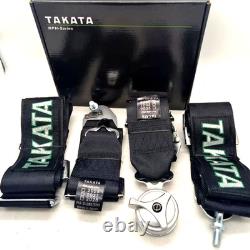 2X BLACK Takata Racing Seat Belt Harness 4 Point Snap-On 3 Cam lock Universal